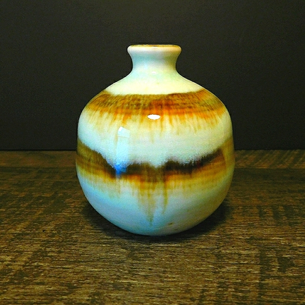 Small Vintage Elegant Brown and Cream Ceramic Vase Japan Giftcraft